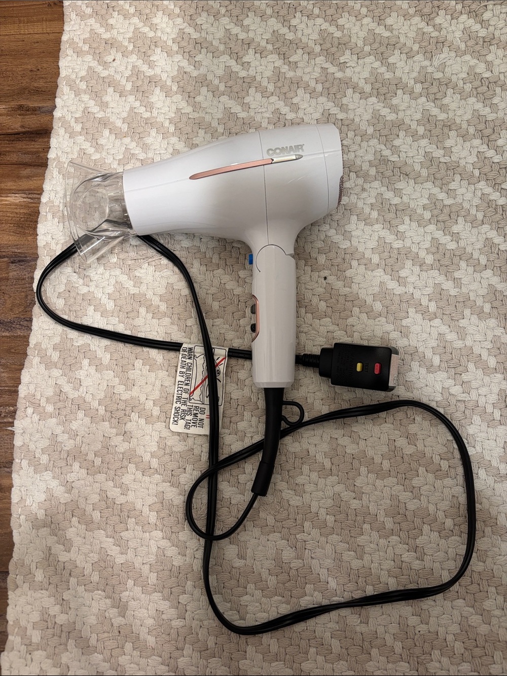 Conair White Hair Dryer with Pink Accent